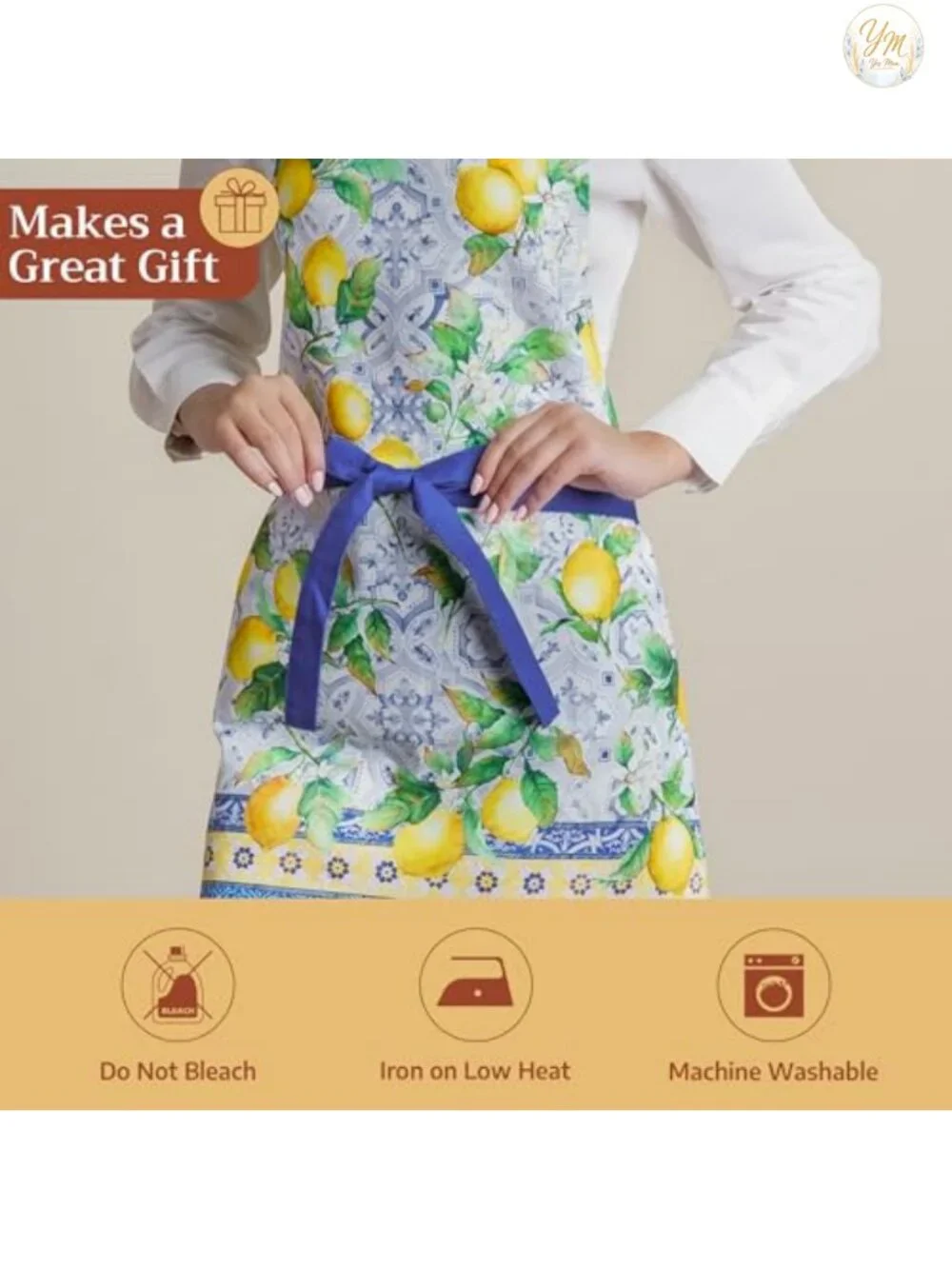 100% Cotton Bib Apron with Pocket Adjustable Neck Cooking Gardening